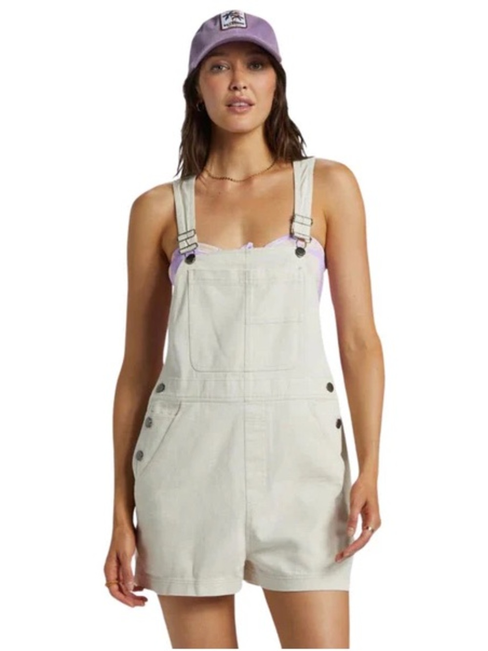 Billabong Sand Canyon Denim Overall Shorts - White Cap